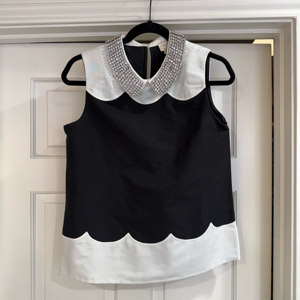 Kate Spade Rhinestone Collared Top